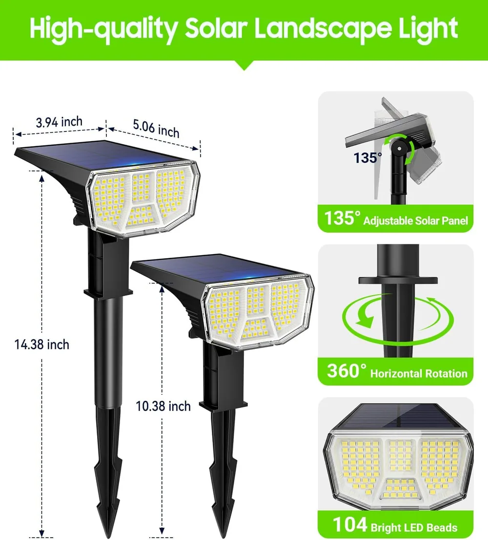 Letmy 104-LED Solar Spotlights — view 6