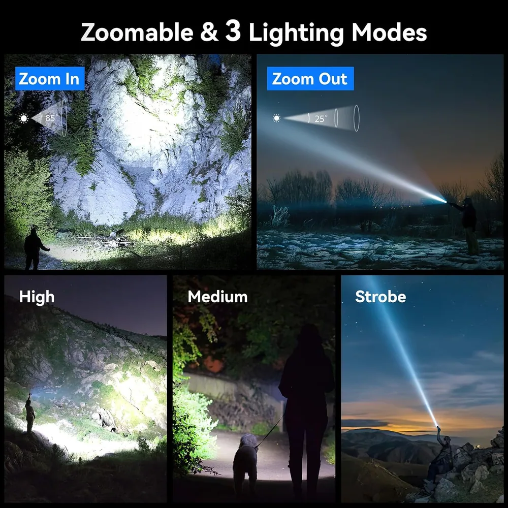 Letmy 2000-Lumen Rechargeable Flashlights, 2 Pack — view 3