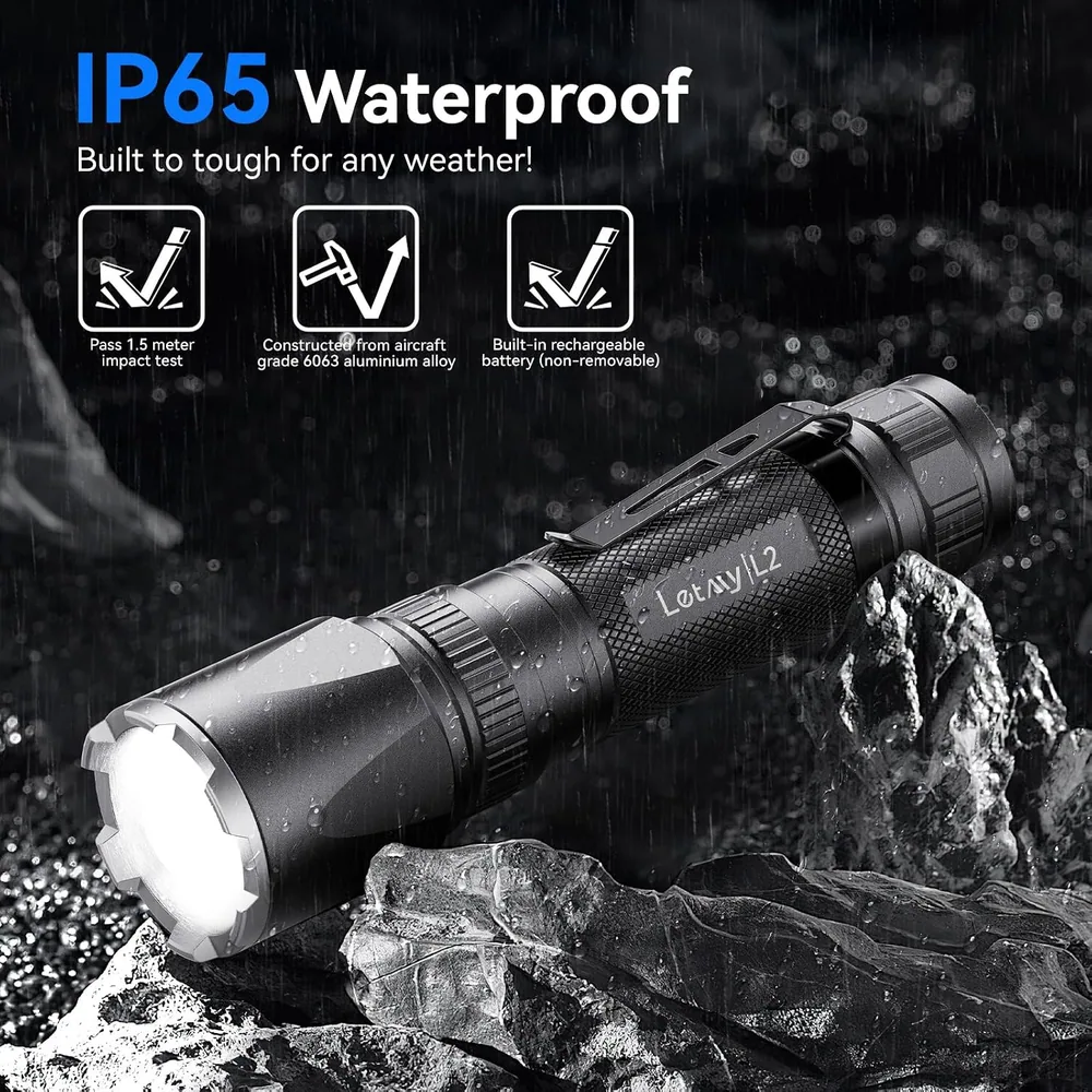 Letmy 2000-Lumen Rechargeable Flashlights, 2 Pack — view 4