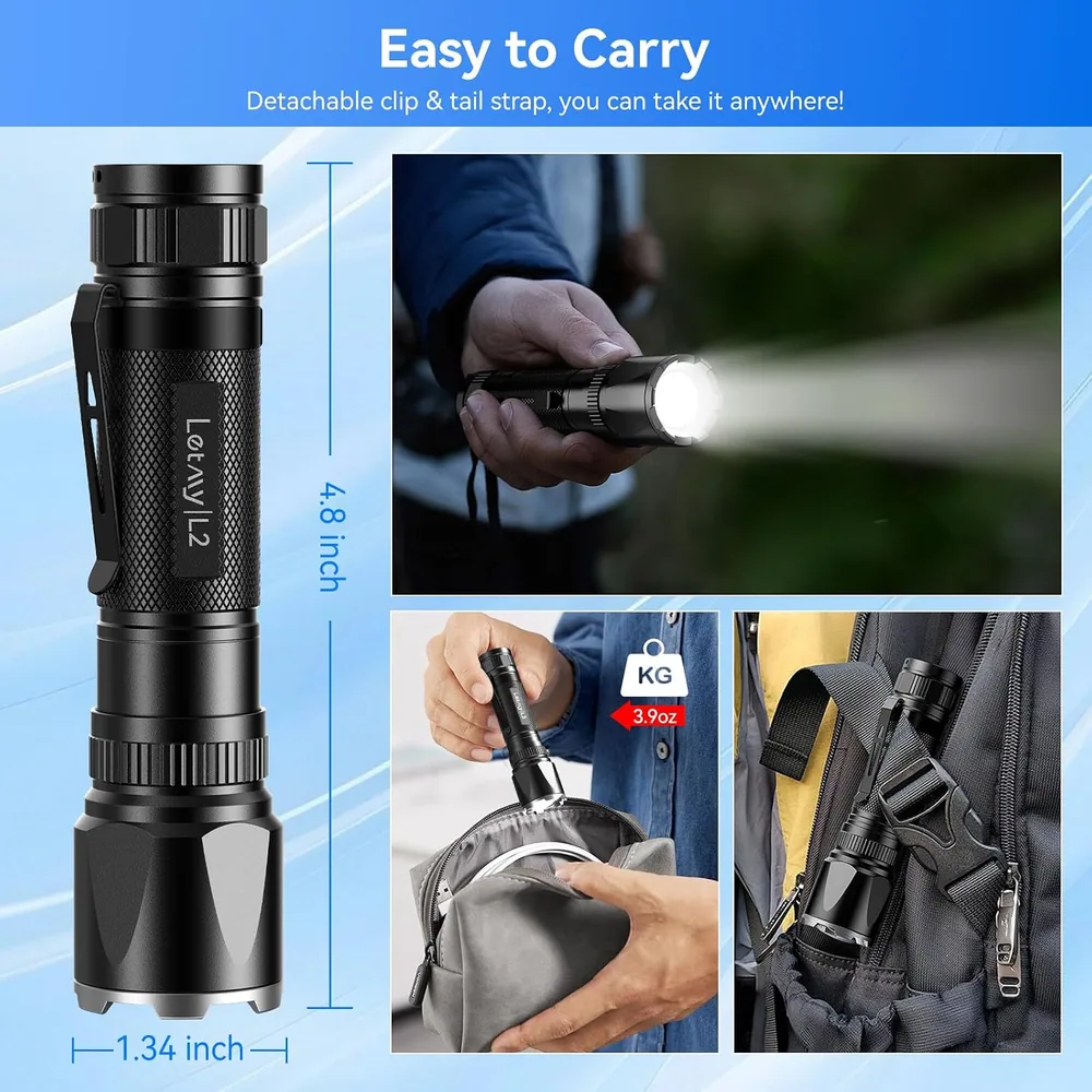 Letmy 2000-Lumen Rechargeable Flashlights, 2 Pack — view 5