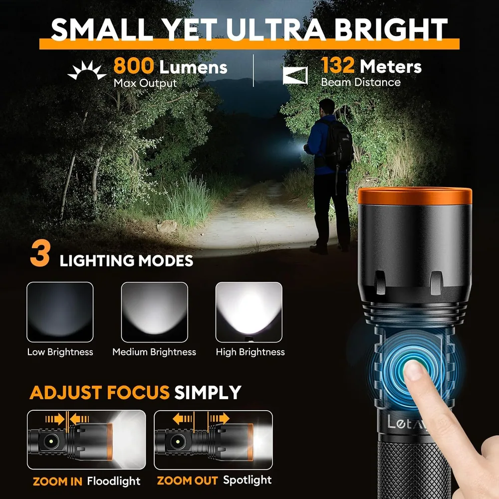Letmy 800-Lumen Pocket Rechargeable Flashlight — view 5