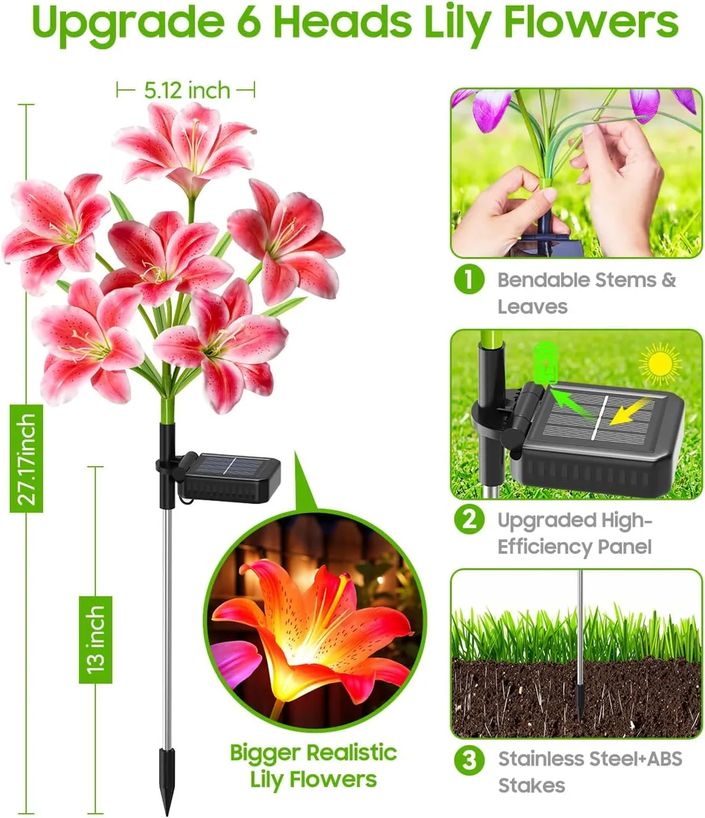 Letmy Solar Lily Flower Lights — view 6