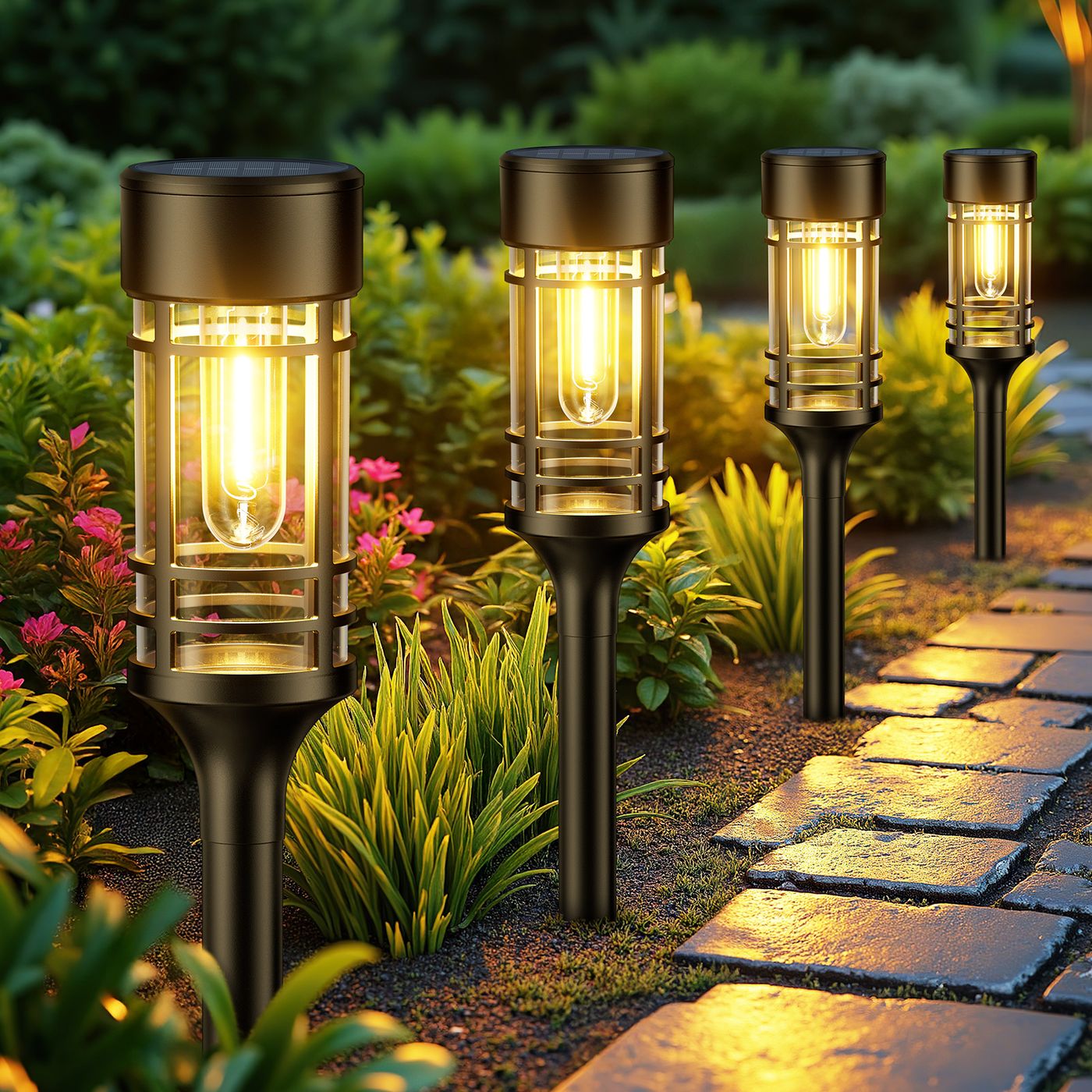 Letmy solar pathway lights at night