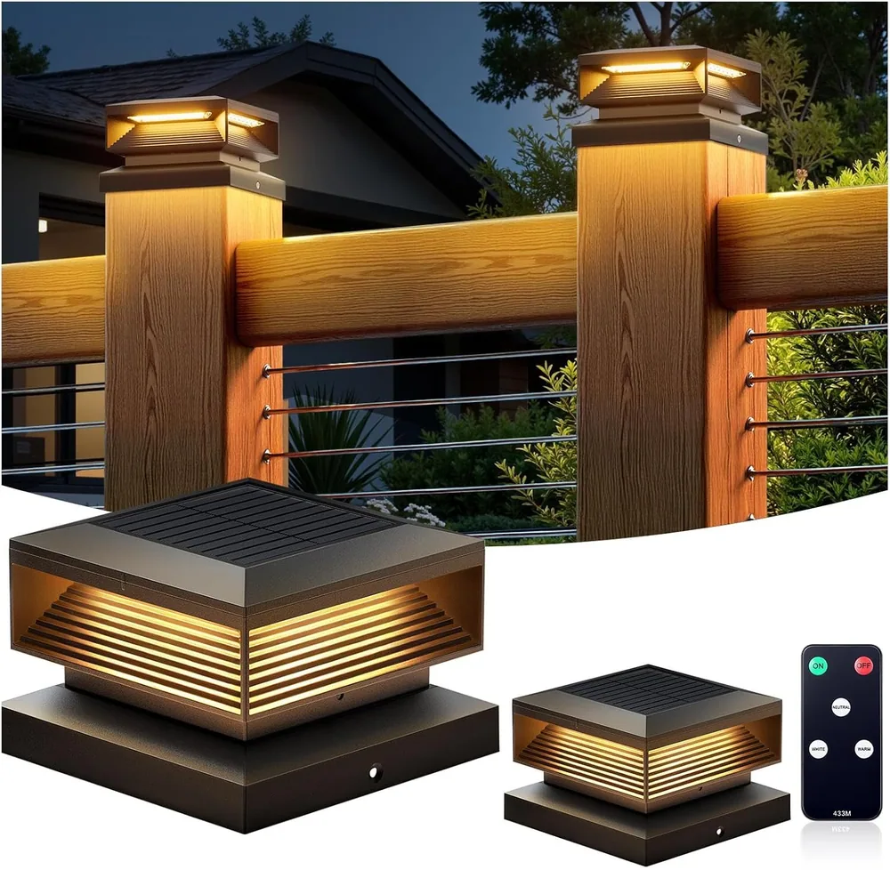 Letmy Solar Post Cap Lights with Remote