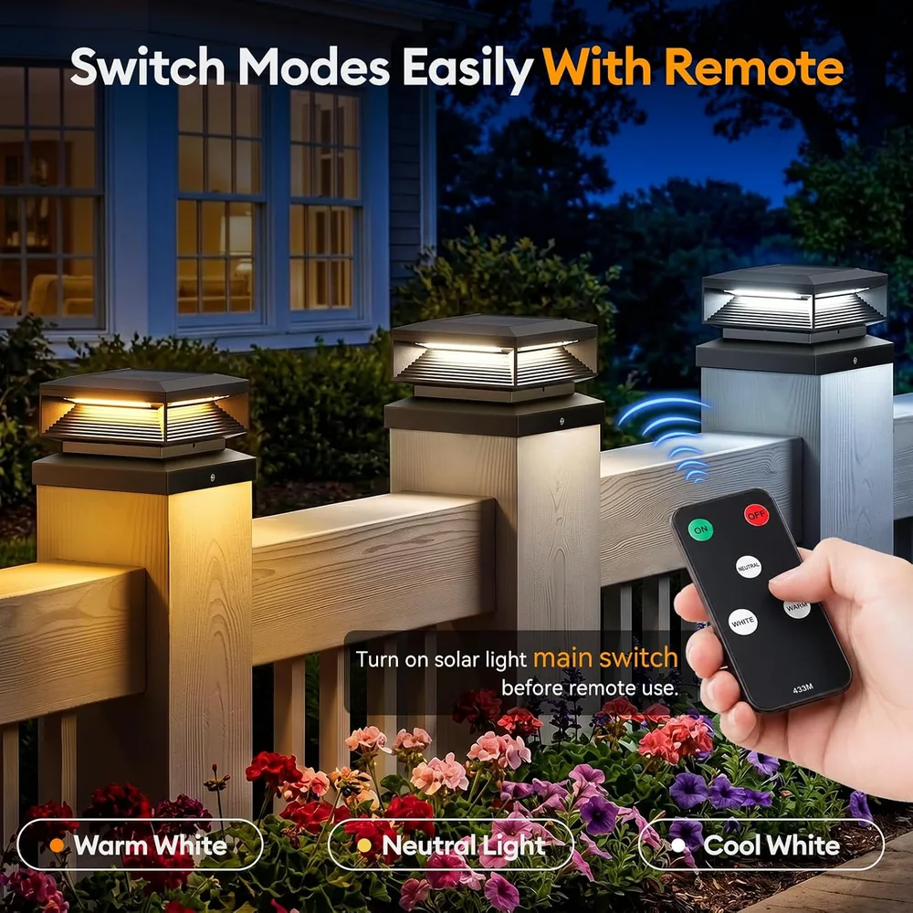 Letmy Solar Post Cap Lights with Remote — view 2