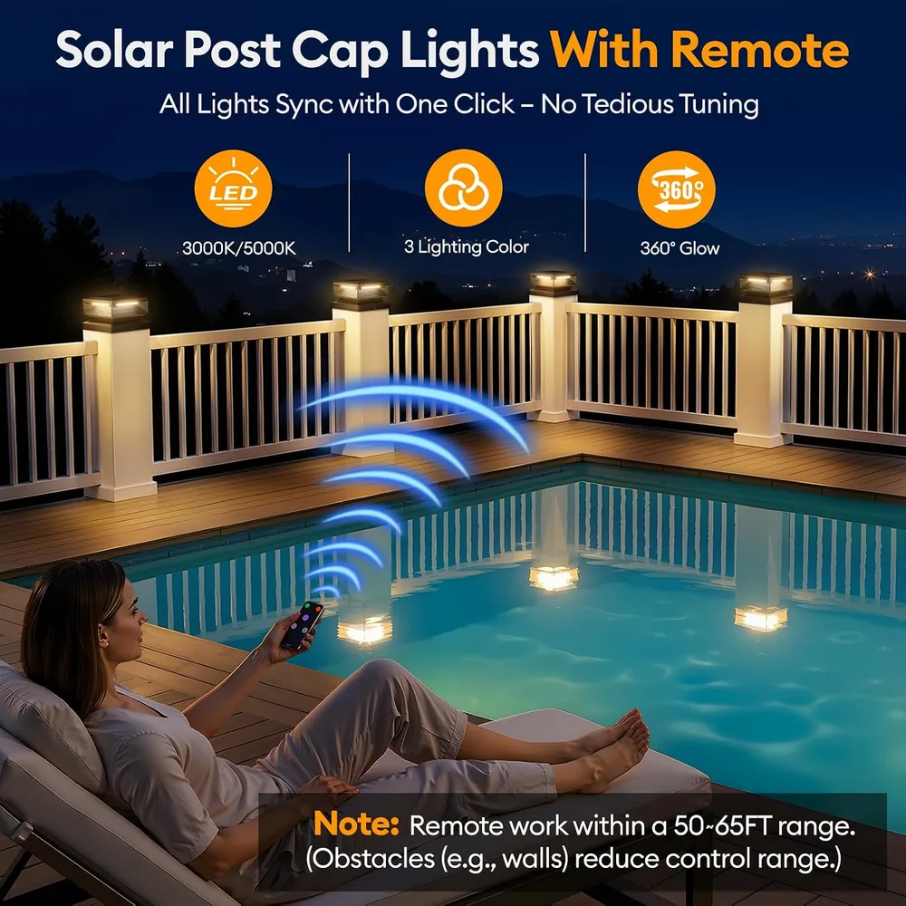 Letmy Solar Post Cap Lights with Remote — view 5