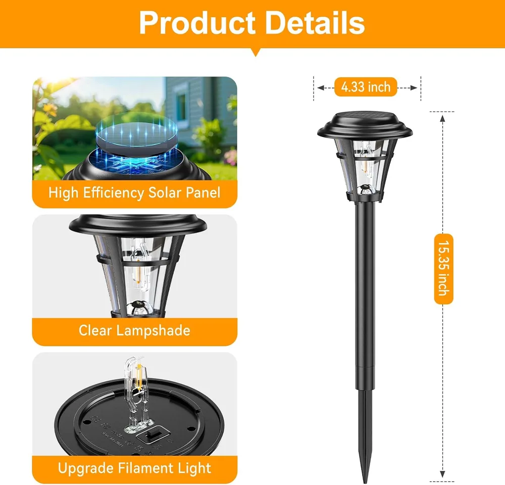 Letmy Round Tower Solar Path Lights — view 4
